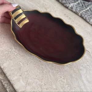 Carlton ware Cobalt Red Lustre Serving/Trinket Dish,beautiful design Goldhandle